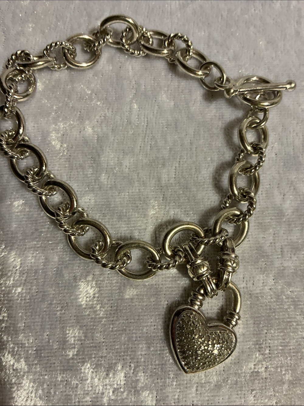 Sterling Silver Heart Padlock Bracelet
